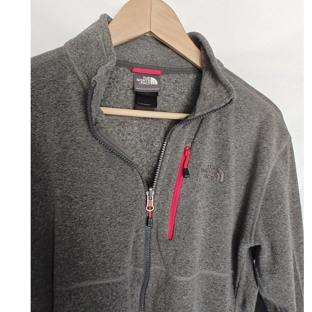 The North Face Polartec Classic Full Zip Fleece‎ Jacket Men's Gray Red Medium